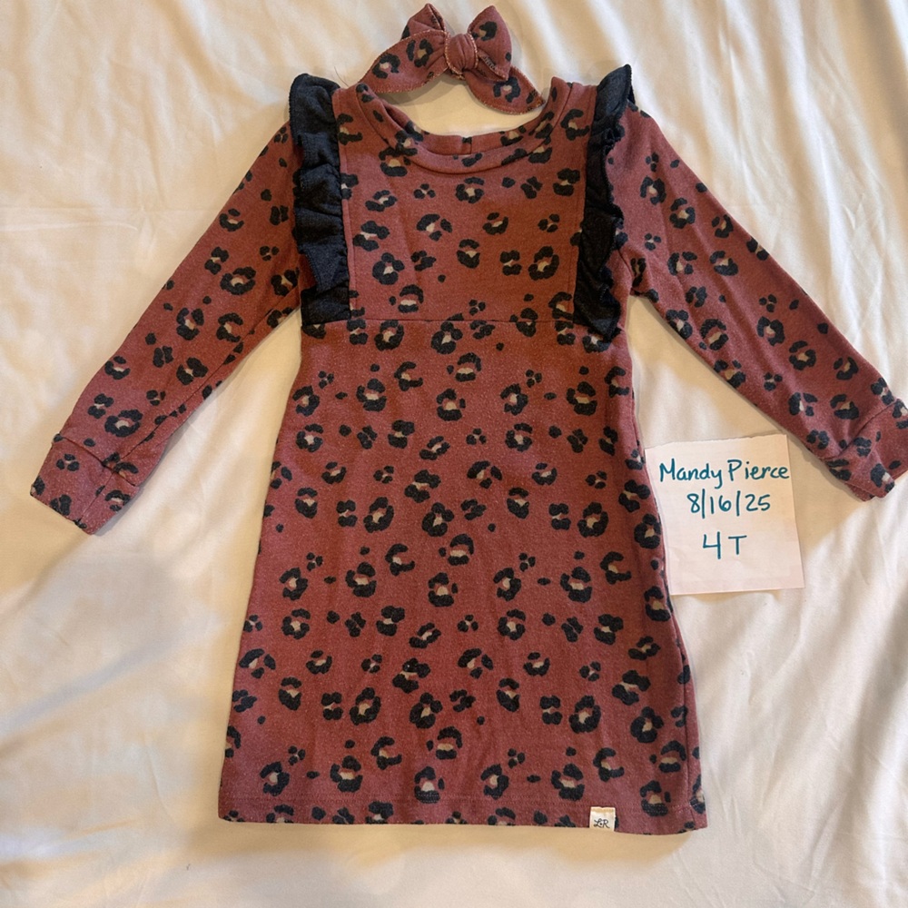 Leopard Print Dress with Bow